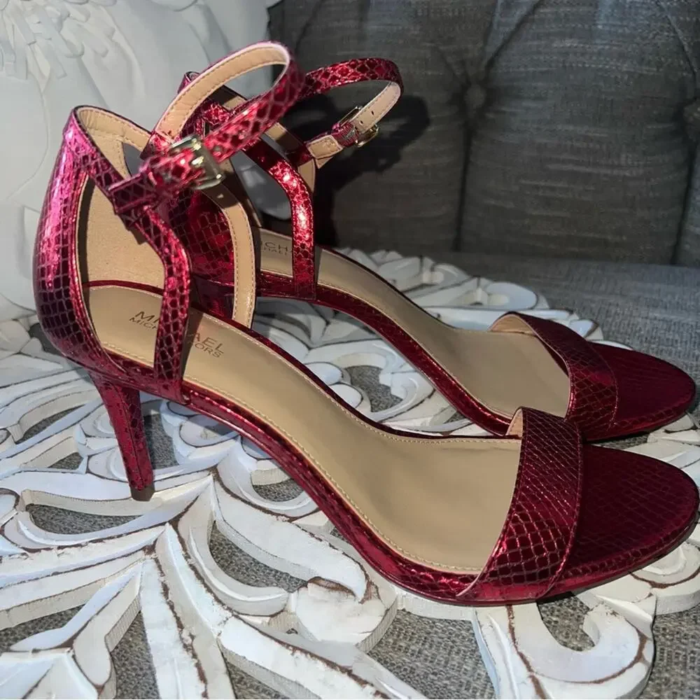 Michael Kors Red Leather High Heels Women’s 8 NEW